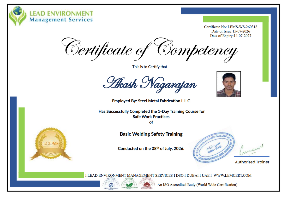 Welding Safety Training Certificate