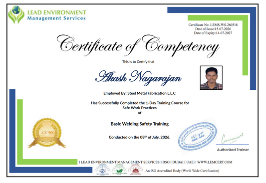 Welding Safety Training Certificate