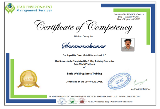 Welding Safety Training Certificate